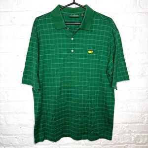 Vintage Amen Corner‎ Polo Shirt Mens Large Green Check Masters Golfer Golf